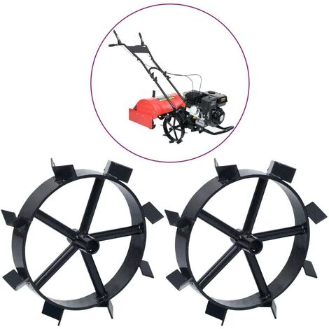 Topdeal Roues métalliques pour cultivateur à essence 6,5 ch 2 pcs FF146268_FR