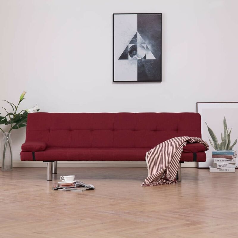 Topdeal - Schlafsofa mit zwei Kissen Weinrot Polyester 23476