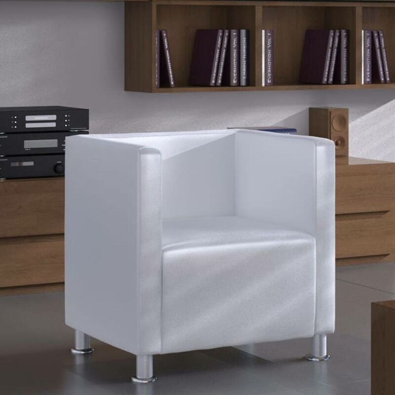 Topdeal - Sessel im Würfel-Design Kunstleder Weiß 08017