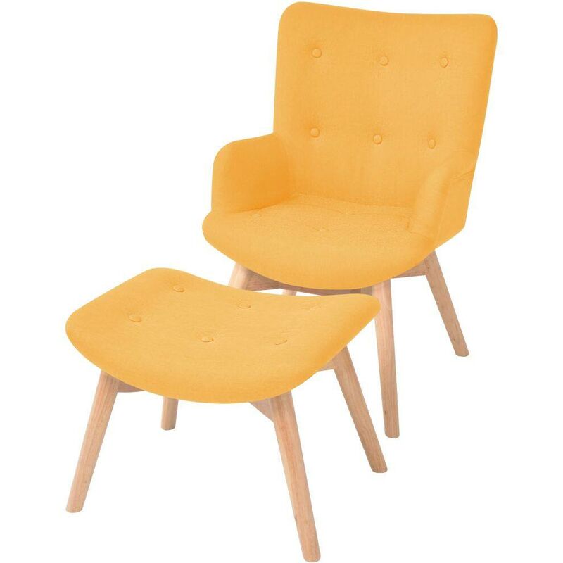 Topdeal - Sessel mit Fußhocker Gelb Stoff 10739