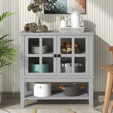 Topdeal Sideboard Buffet, Cupboard Storage Cabinet, Particle board Wooden, grey, 88x36x88cm FFYCUK001529
