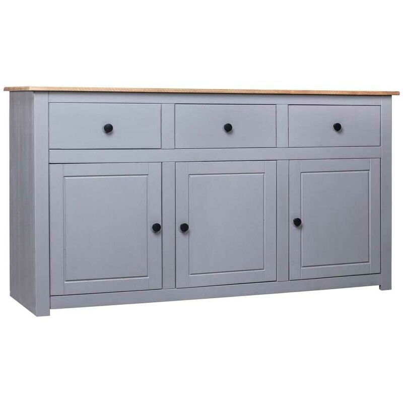 Topdeal Sideboard Grau 135 x 40 x 80 cm Massivholz Panama-Kiefer 23793