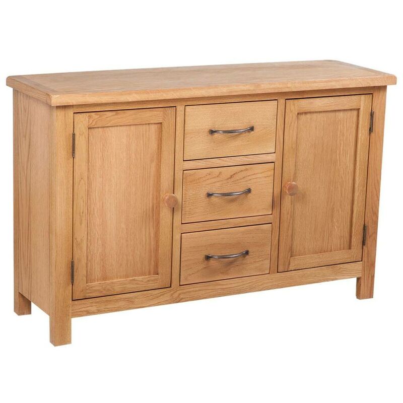 Topdeal - Sideboard mit 3 Schubladen 110x33,5x70 cm Massivholz Eiche 08909