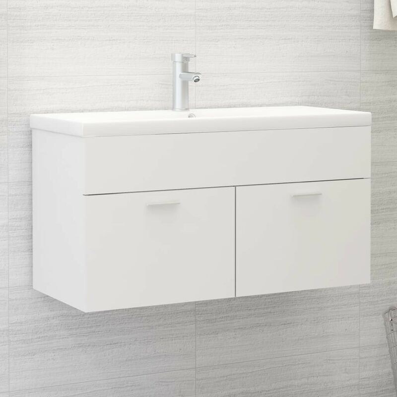 Topdeal Sink Cabinet White 90x38.5x46 cm Chipboard FF804665UK
