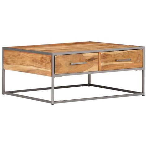 Topdeal Table basse 75 x 75 x 35 cm Bois solide d'acacia