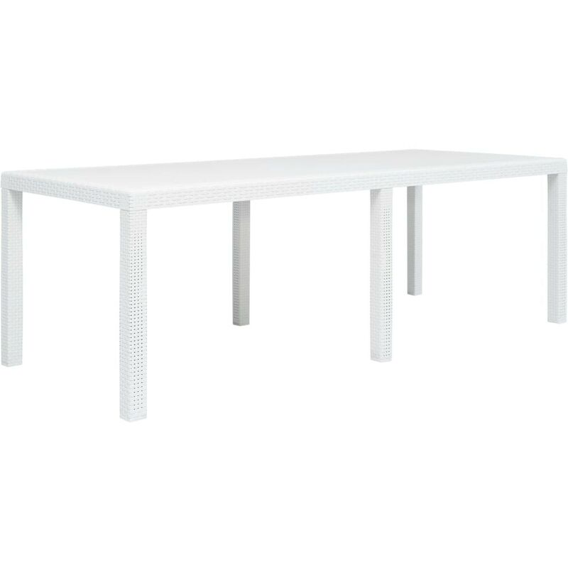 VDTD29737_FR Table de jardin Blanc 220x90x72 cm Plastique Aspect de rotin - Topdeal