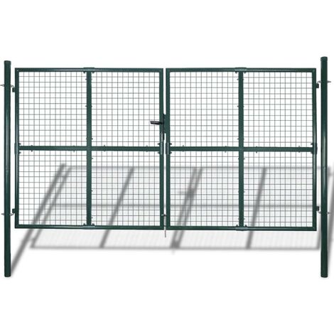 Topdeal VDTD03765_FR Portail de Clôture en Grillage Galvanisée 289 x 175 cm / 306 x 225 cm