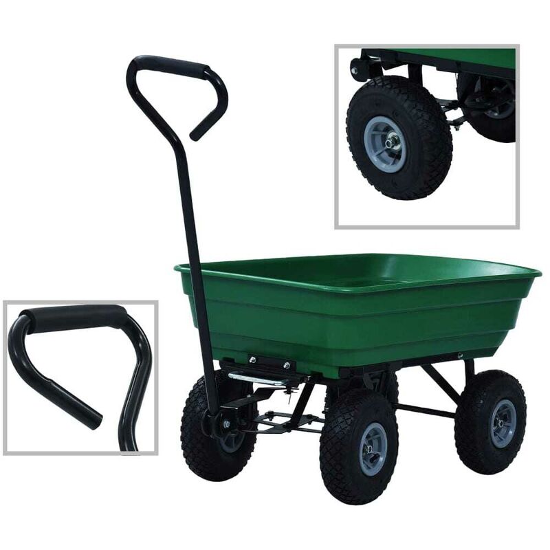 Sweiko - Chariot à main de jardin 300 kg 75 l Vert
