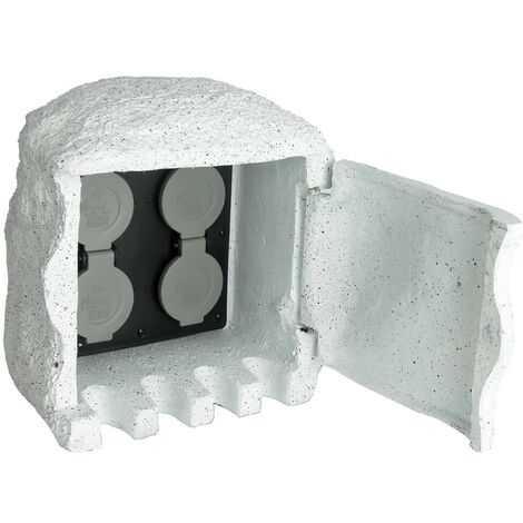 Topdeal VDTD26416_FR Borne &eacute;lectrique de jardin imitation pierre avec t&eacute;l&eacute;commande