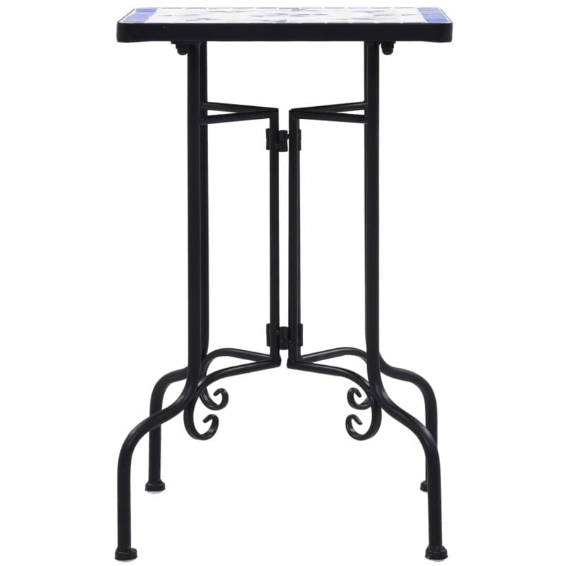 Inlife Tables d'appoint mosaïque Bleu et blanc Céramique