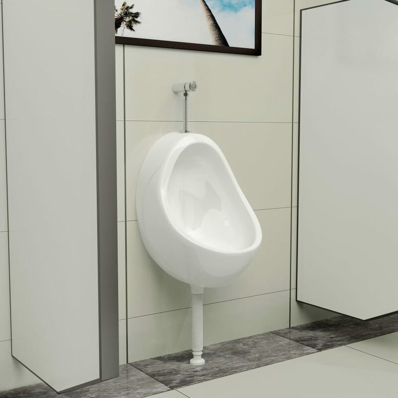 Wall Hung Urinal with Flush Valve Ceramic White VDTD05857 - Topdeal
