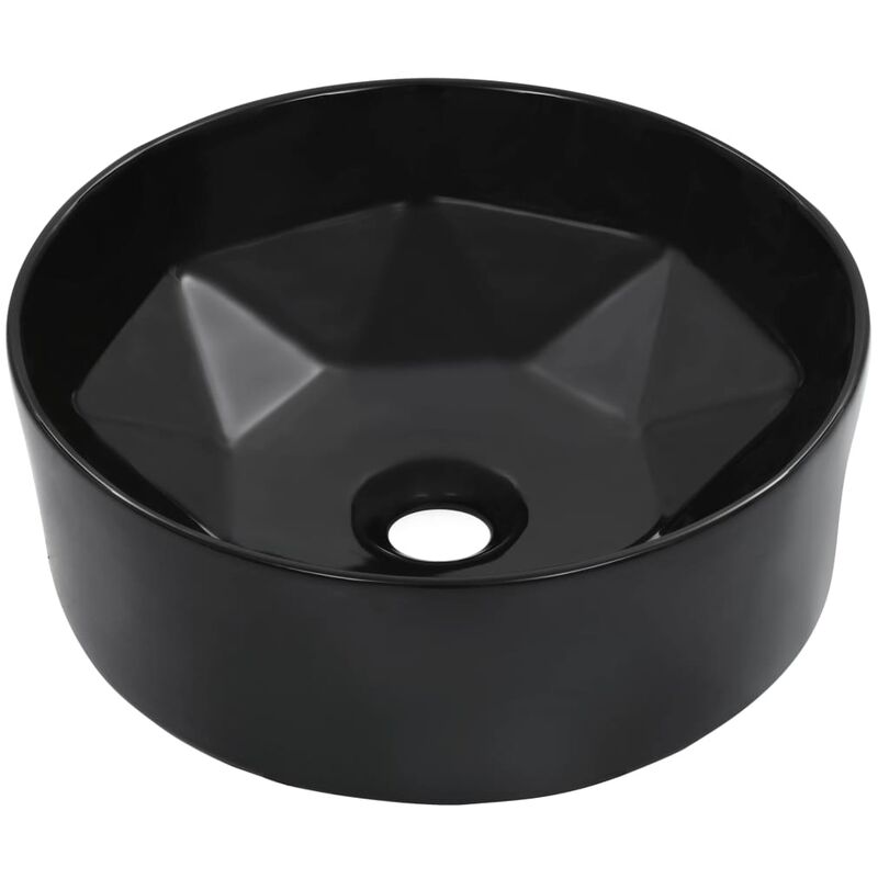 Wash Basin 36x14 cm Ceramic Black VDTD05796 - Topdeal