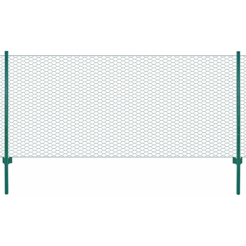Topdeal Wire Mesh Fence with Posts Steel 25x0.5 m Green VDFF06065_UK