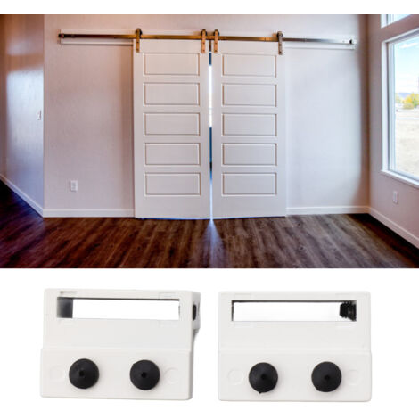 Tope blanco para puerta corredera de granero – accesorio para puerta corredera con llave Allen para cocina y baño (2 piezas, ABS y acero)