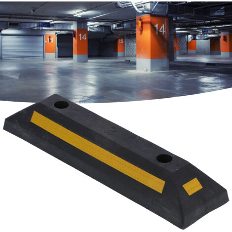 [Tope de estacionamiento] Effic'Park Standard 54cm - Tope de bordillo de goma reflectante negro y amarillo para garajes, resistente a los rayos UV y a la intemperie (1 unidad)