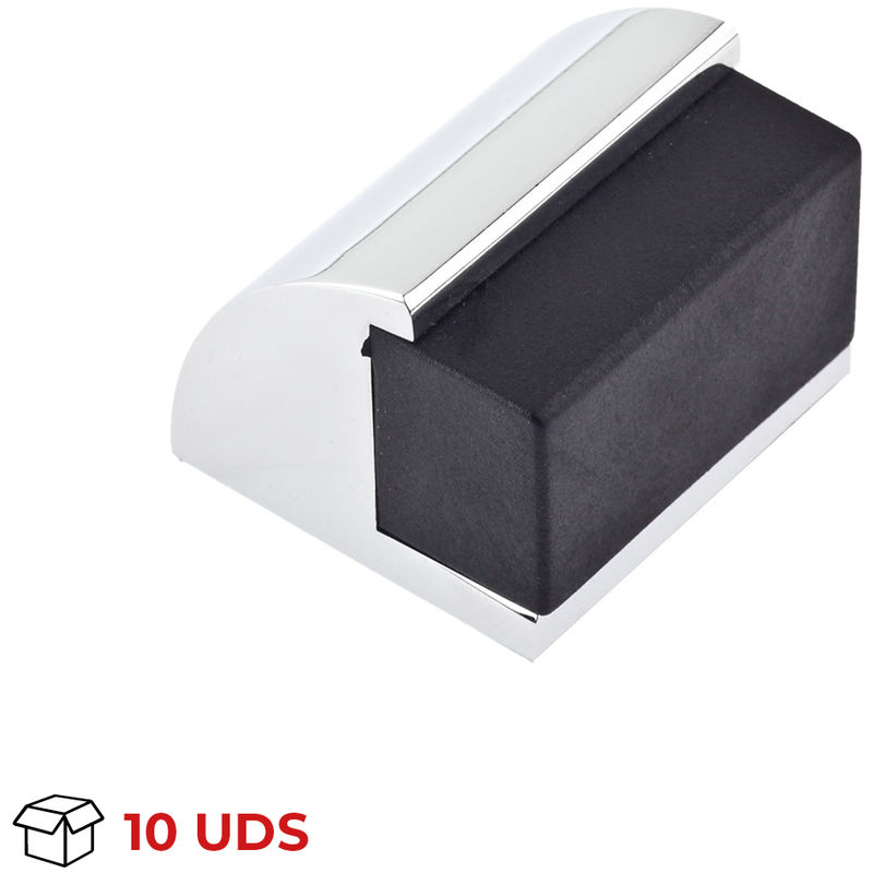 

Caja con 10 topes de puerta adhesivo y atornillable marca fabricado en aluminio, con acabado cromo brillo, forma - REI