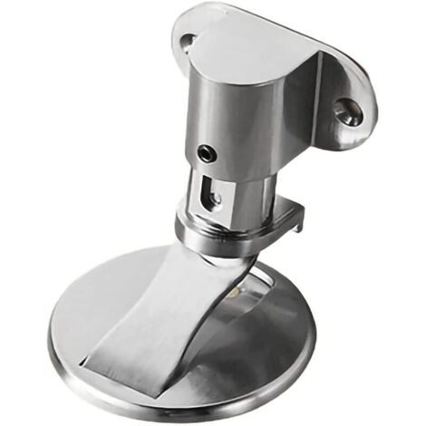 Tope de puerta ajustable de una pieza de acero inoxidable, autoadhesivo, de doble cara, evita accidentes por perforación, mantiene la puerta abierta (plata brillante, )