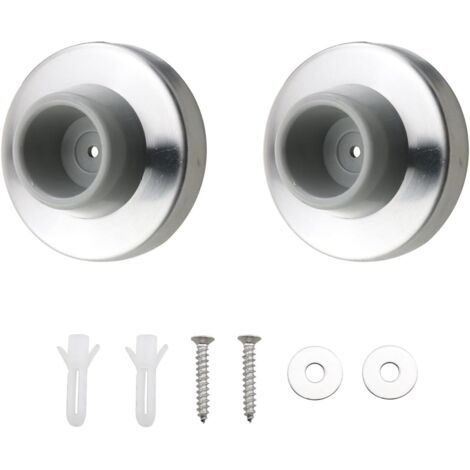 Tope de puerta de 2 piezas, protector de pared para manija de puerta, tope de puerta plateado, bloque de manija de puerta