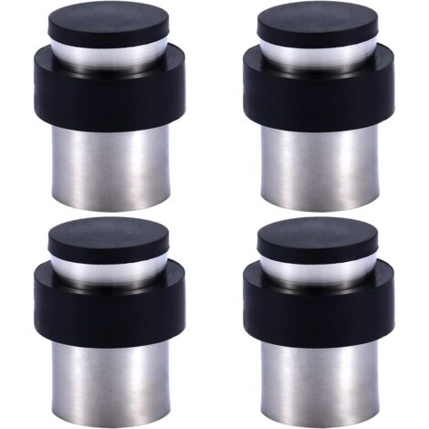 Tope de puerta de acero inoxidable de 4,5 cm con goma para puertas de suelo o de pared (juego de 4)
