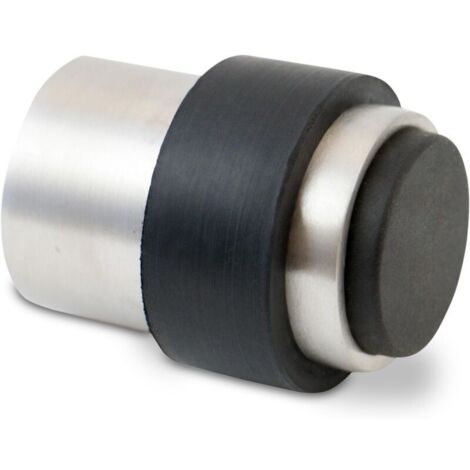 Tope de puerta de acero inoxidable - Tope de puerta de goma para montaje en pared con herrajes para montaje en pared y suelo - Tope de puerta para pared y suelo - Tope de puerta Ø 3,5 cm, altura 4,5 c
