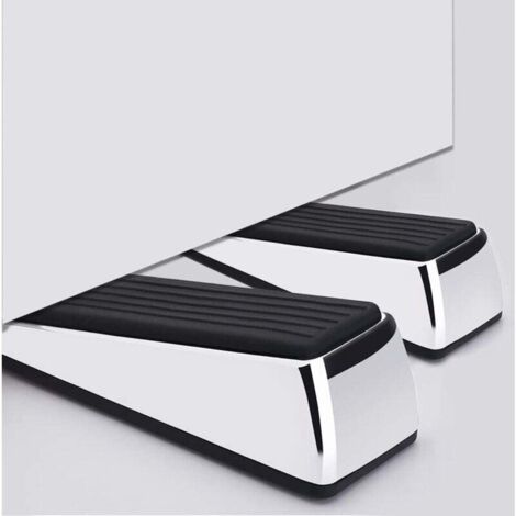 Tope de puerta de metal, tope de puerta de caucho premium resistente, tope de puerta de cuña, paquete de 2, adecuado para espacios libres de puerta de 0,4 a 1,18 pulgadas (11 mm a 30 mm)