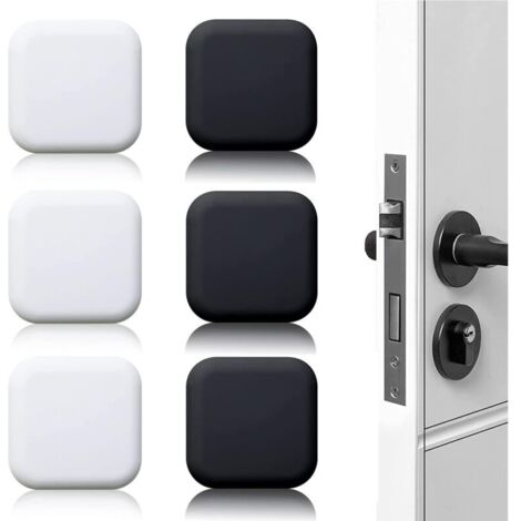 Tope de puerta de pared autoadhesivo, paquete de 6, negro/blanco, 45 mm x 45 mm, bloque de puerta, tope de puerta de pared autoadhesivo, tope de puerta de pared autoadhesivo
