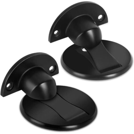 Tope de puerta magnético, tope de puerta magnético independiente, cerradura magnética para marcos de puertas de acero inoxidable, tope inferior de puerta, juego de dos piezas, negro.