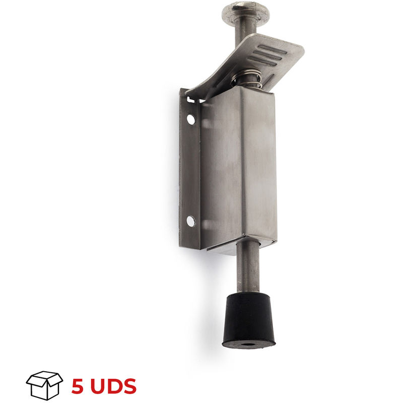 

REI - Tope de Puerta | Estilo Funcional | Protege Paredes y Puertas Frente a Impactos | Fabricado en Acero | Acabado en Acero satinado | Medidas