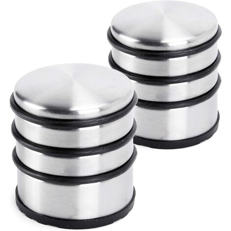 Tope de puerta plano de acero inoxidable, 8,5x8 cm (LxH) Cuña de puerta 1,2 kg para puertas pesadas - Tope antideslizante de diseño de acero inoxidable para suelos resbaladizos - Juego de 2 piezas