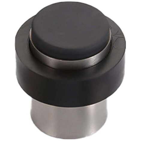 Tope de suelo - diámetro 46 mm Aluminio anodizado plata Tope de puerta de goma de acero inoxidable atornillable, anticolisión y silencioso