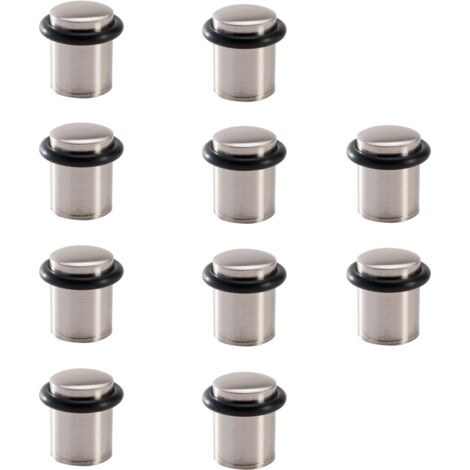 Tope puerta cilíndrico acero inoxidable niquelado 20mm pack 10
