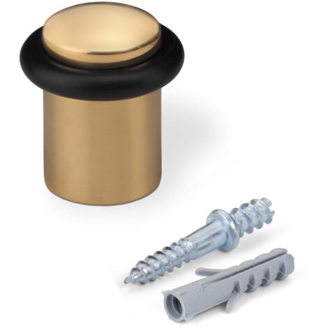 Tope puerta esférico latón dorado brillo con tornillo y taco