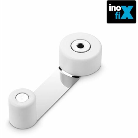 INOFIX tope retenededor giratorio metal blanco blister , Tope para puertas con retenedor giratorio 2058 2. - Color Blanco con base metálica. - Medidas 24x34x101mm. - Retenedor gira