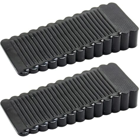 Topes de puerta antideslizantes y de altura ajustable. Se pueden usar sobre baldosas, hormigón, cemento, moqueta, suelos laminados, etc. Paquete de 2 unidades (negro).