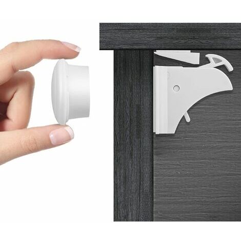 Topes de puerta de gabinete de seguridad para bebés (4 cerraduras + 1 llave) Bloque de cajón Cerraduras de seguridad para niños Cerraduras de bebé Pestillos de seguridad magnéticos para abridor de gab