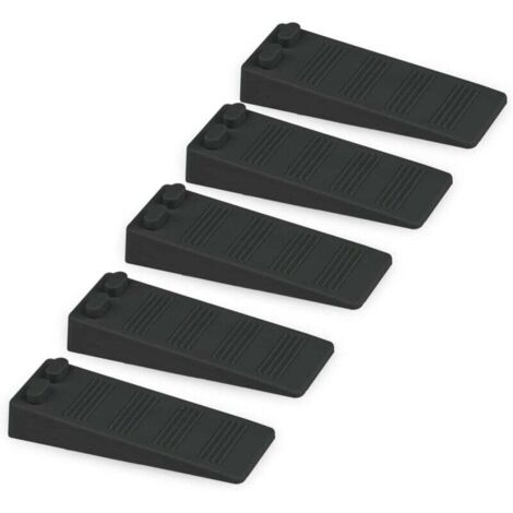 Topes de puerta de goma suave (5 unidades), antideslizantes, de altura ajustable, no tóxicos, sin olor, protegen suelos y paredes, para alfombras, hormigón y suelos de madera (negro)