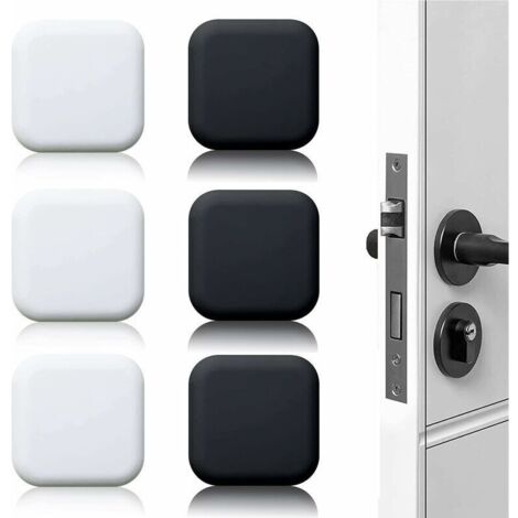 Topes de puerta grandes para montaje en pared, paquete de 6, parachoques de puerta de goma autoadhesivos, blancos/negros, 45 mm x 45 mm, parachoques para manija de puerta, parachoques para manija de p