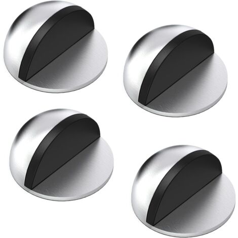 Topes de puerta, juego de 4 topes de puerta de acero inoxidable con protectores de goma, adhesivos para todo tipo de suelos.