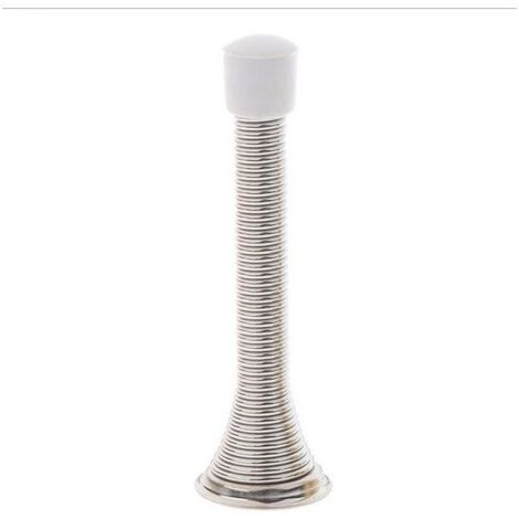 Topes de puerta telescópicos, paquete de 5, con resorte ajustable de 7,6 a 10 cm, resorte flexible, acabado níquel cepillado (plata)