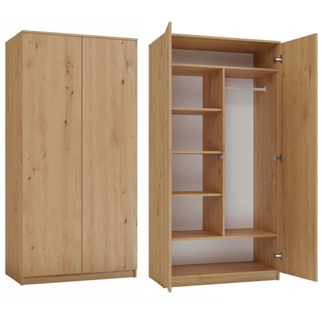 Topeshop – Armoire Malwa SD-90 en chêne artisan – 7 portes – Système d'ouverture TIP-ON – Panneau stratifié résistant aux rayures et humidité
