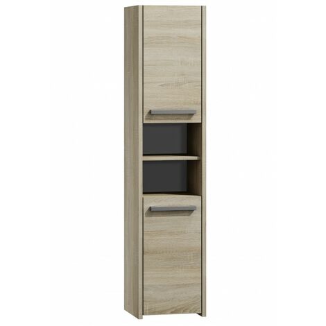 Topeshop – Colonne de salle de bains 170x40x30cm – 2 portes – 5 étagères – Corps en panneau de particules laminé – Finition aspect bois