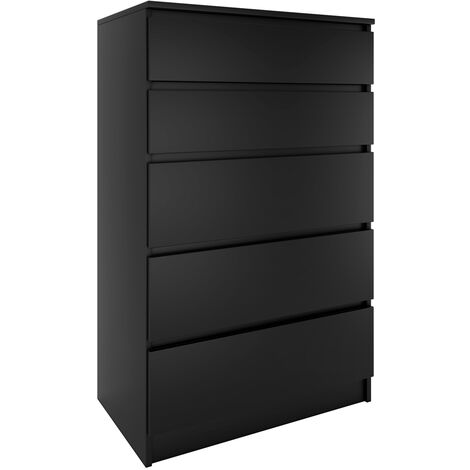 Topeshop – Commode contemporaine 5 tiroirs coulissants – Dimensions 40x70x109.5 cm – Panneaux mélaminés – Meuble de rangement pour chambre, salon, bureau