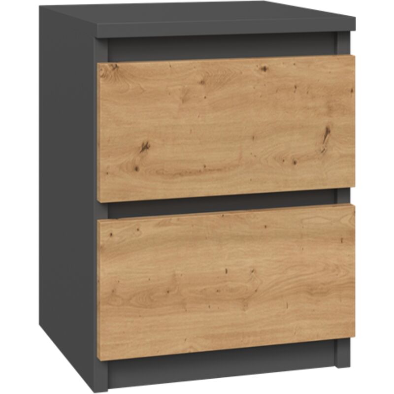 Topeshop - Table de chevet artisan Malwa M2 anthracite Topeshop - Table de chevet artisan Malwa M2 anthracite