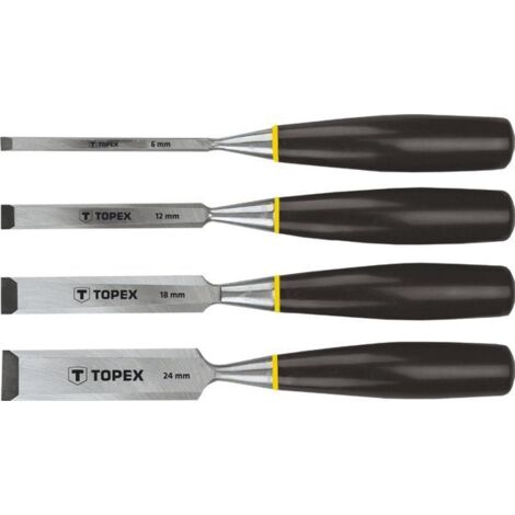 Topex - Juego de 4 cinceles para madera de 6 a 24 mm - mecanizado de precisión