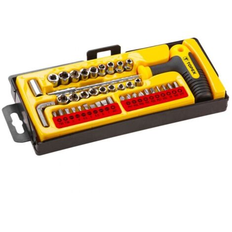 Topex - Juego de 41 puntas de destornillador y vasos - perfecto para el hogar y el taller