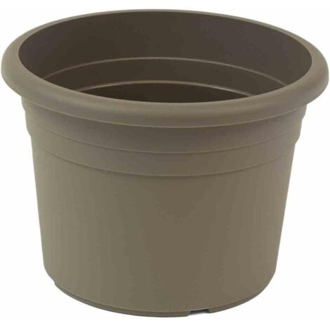 Topf CILINDRO Ø 20 x 14,1 cm, taupe Rundes Kunststoffgefäß mit Bodenlöchern