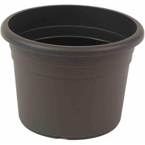 Topf CILINDRO Ø 25 x 17,6 cm,, anthrazit Rundes Kunststoffgefäß mit Bodenlöchern