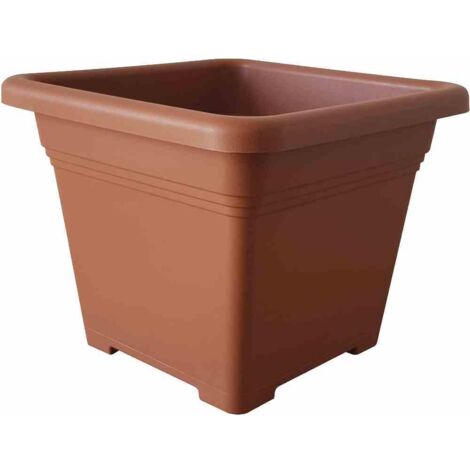 Topf QUADRO 48 x 48 x 38,2 cm, terracotta Quadratisches Kunststoffgefäß mit Bodenlöchern