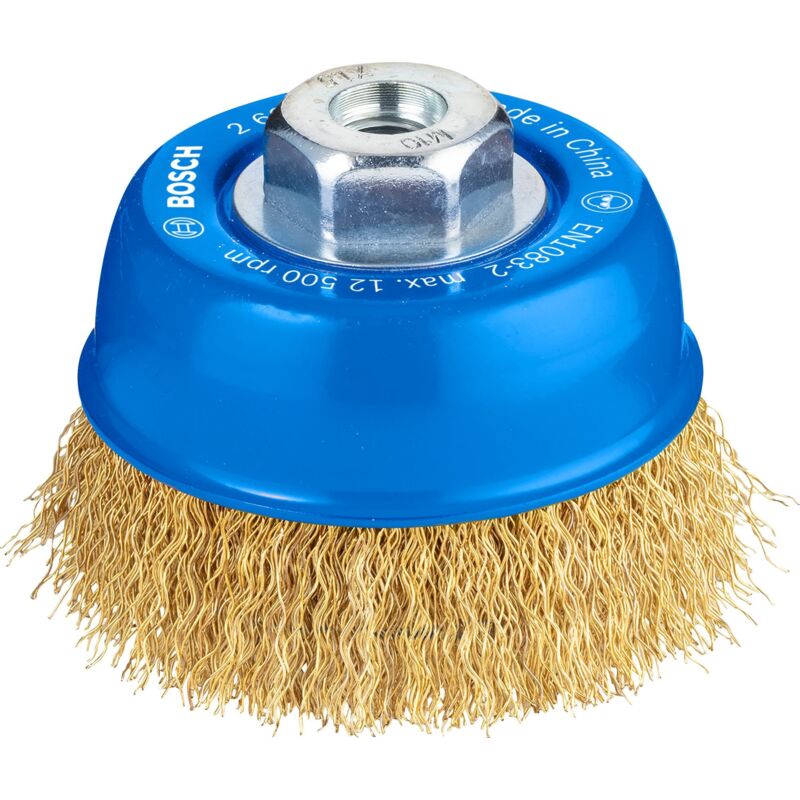Bosch - Topfbürste, Messing, gewellter Draht, 75 mm, 0,3 mm, 12000 u/ min, m 10 2608622062