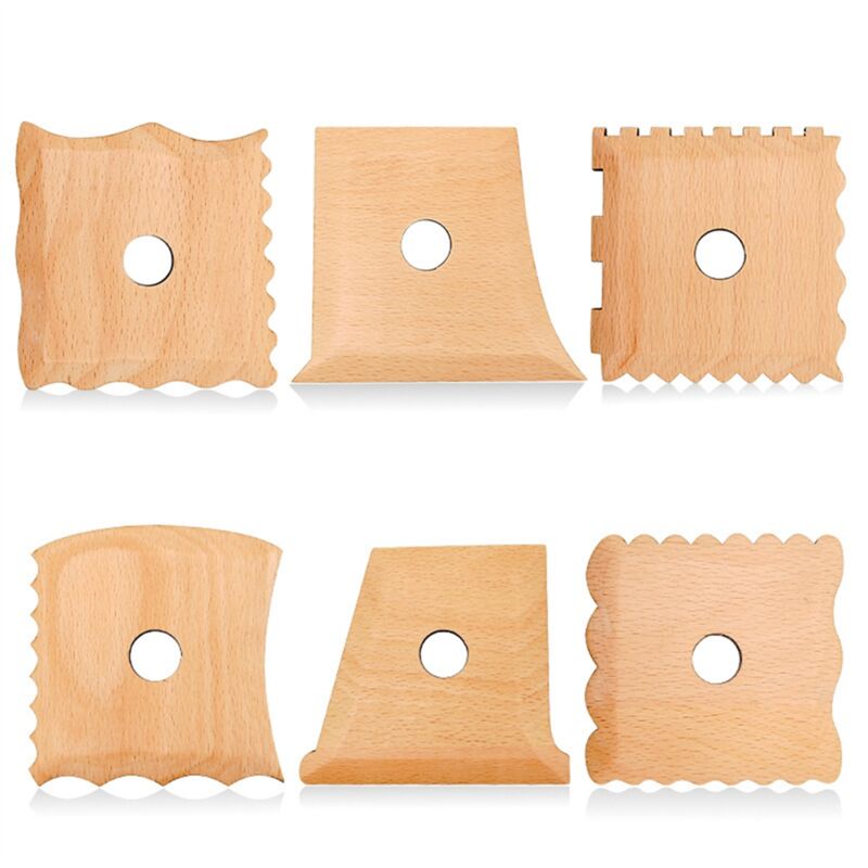 Image of Töpferwerkzeuge, Holzskelettmesser, Fußtrimmen, Ton, DIY-Zeichenformwerkzeug (6er-Set)